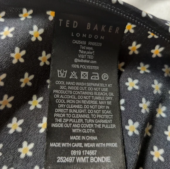 Ted Baker Bondie Wide Leg Daisy Pattern Pants Size 1